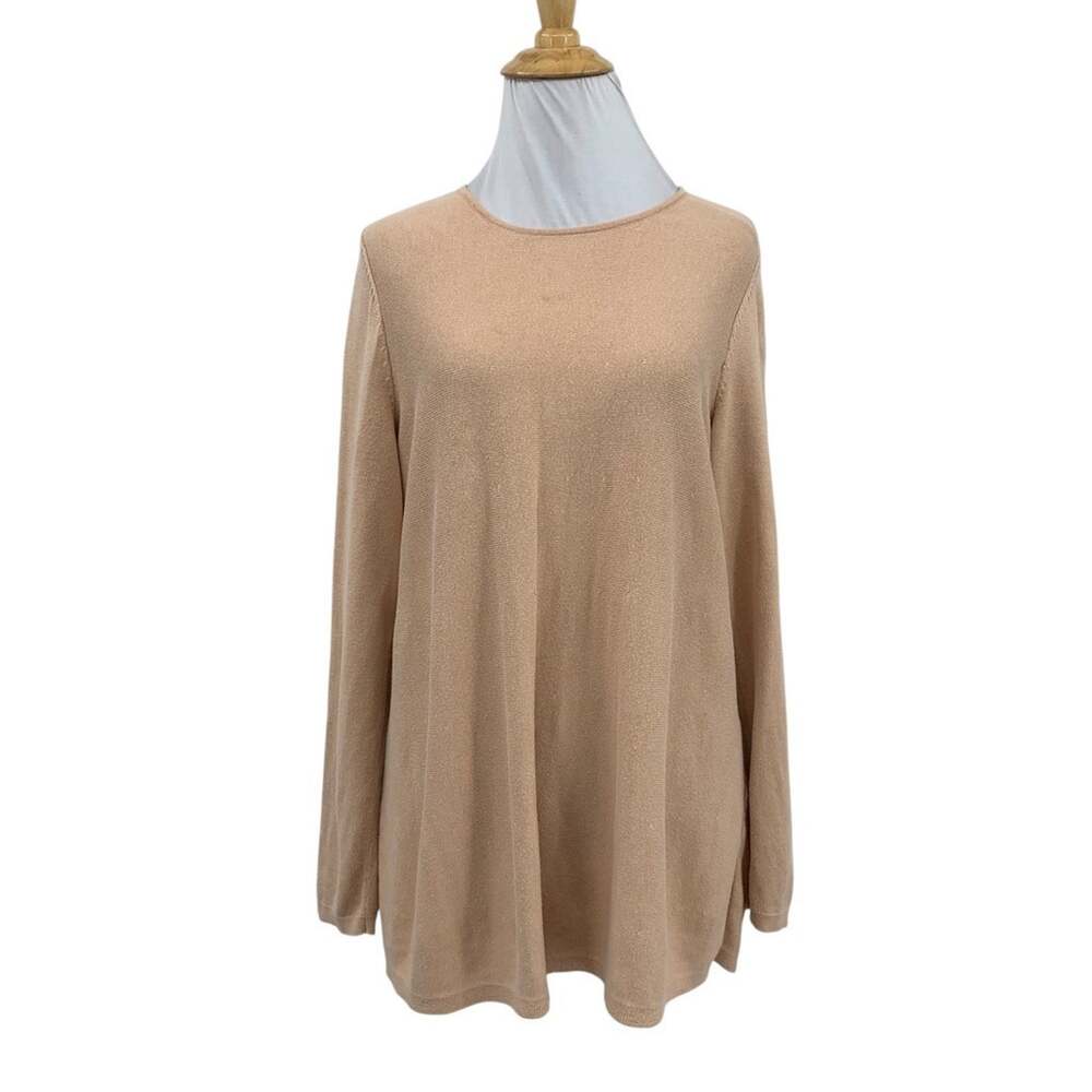 Eileen Fisher Top Womens S Small Peach Silk Blend Long Sleeve Textured Tunic